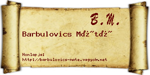 Barbulovics Máté névjegykártya